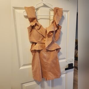 Ruffled Sleeveless Cutout Romper